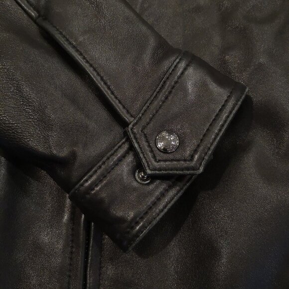 Vintage Y2K Calvin Klein Buttery Black Soft Leather Bomber Jacket Coat 90s XL - Picture 7 of 16
